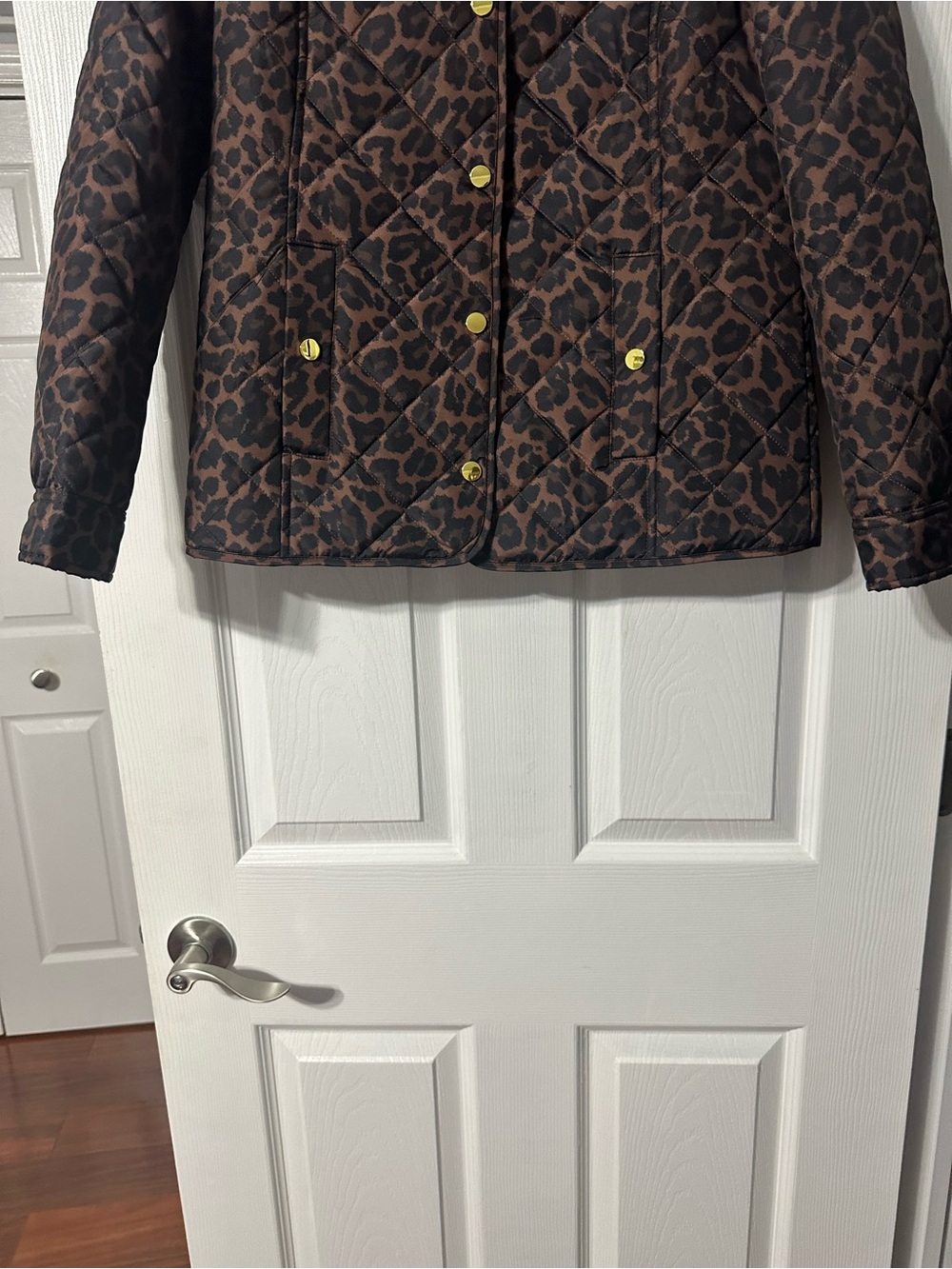 NWT St. John's Bay Brown and Black Leopard Quilted Puffer Jacket - Picture 3 of 16